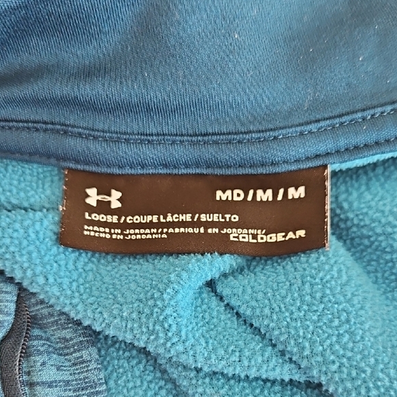 Under Armour UA Heathered Blue Teal Quarter Length Zip-Up Sweatshirt - Picture 6 of 6